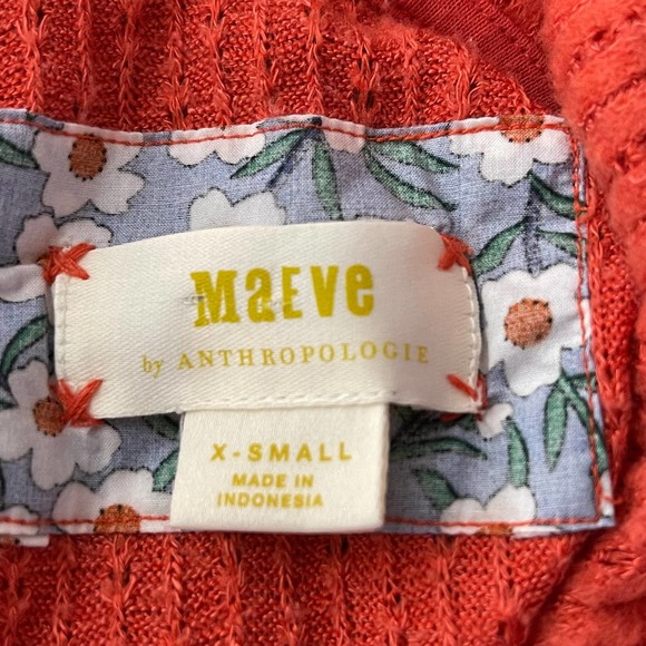 Anthropologie Maeve Orange Peplum Addie Ruffled Hacci Pullover Top Size XS - Picture 8 of 10